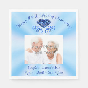 Photo 65th Wedding Anniversary Napkins, Sapphire Napkin
