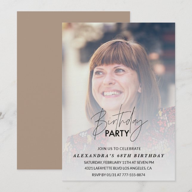 Photo 68th birthday invitation Birthday Party (Front/Back)