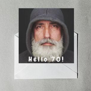 Photo 70th birthday party hello 70 guy white invitation