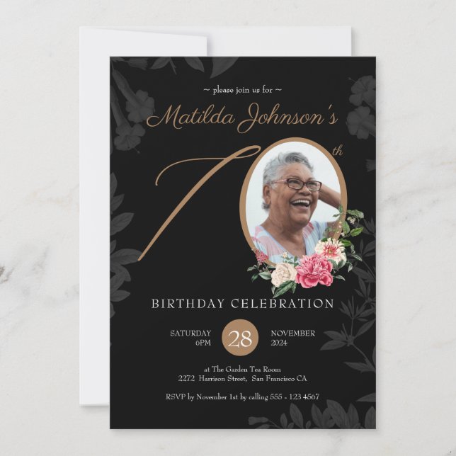 Photo 70th Birthday Party Invitation (Front)