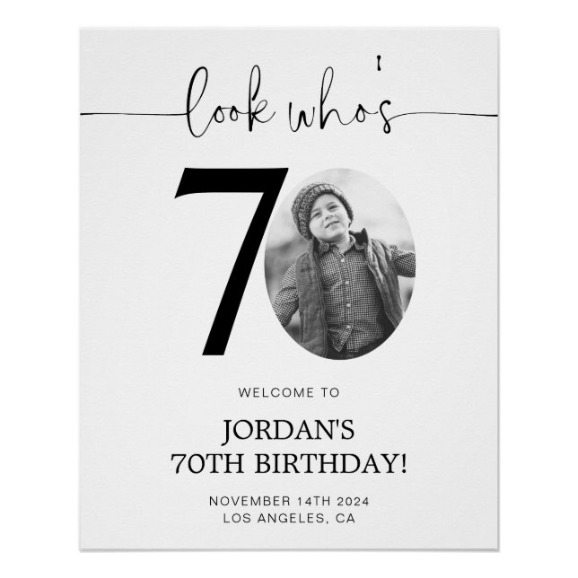 Photo 70th Birthday Welcome Sign | Look Who's 70 (Front)