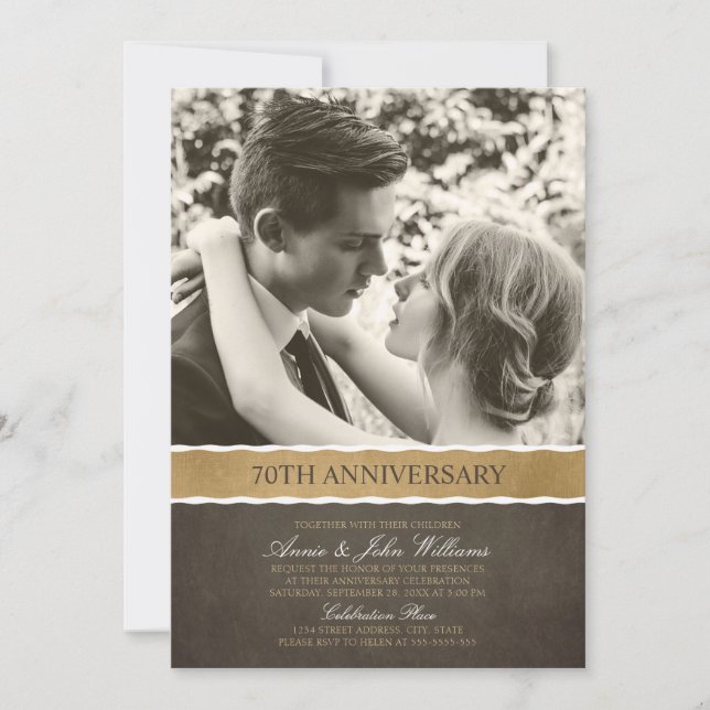 Photo 70th Wedding Anniversary Your Picture Here Invitation (Front)