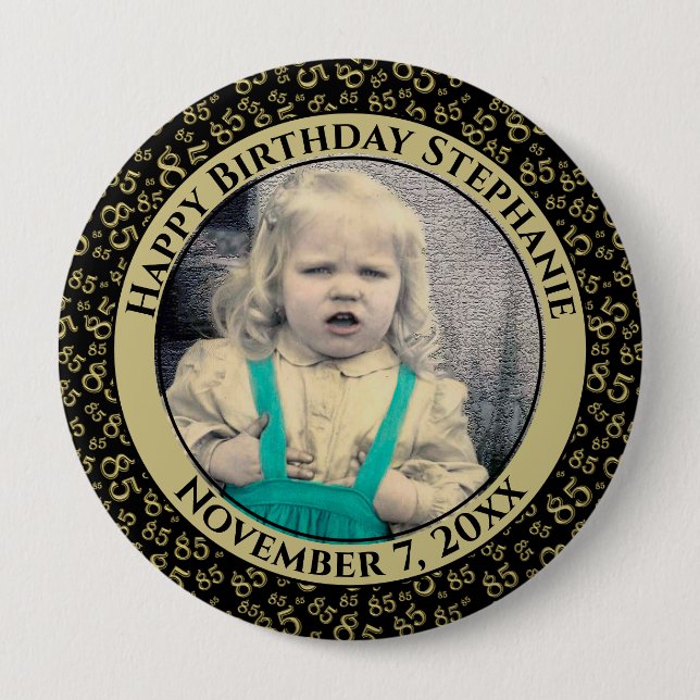 Photo 85th Random Number Pattern Black/Gold 10 Cm Round Badge (Front)