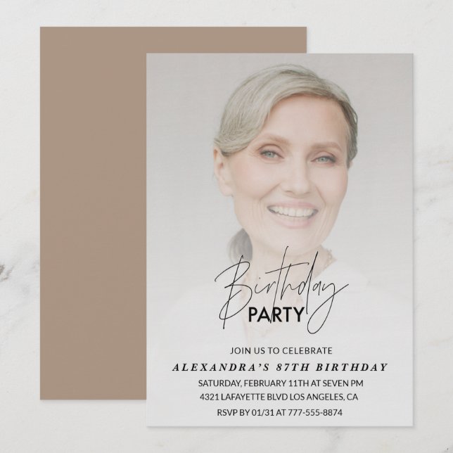 Photo 87th birthday invitation Birthday Party (Front/Back)