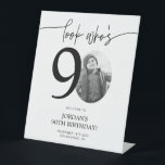 Photo 90th Birthday Welcome Sign | Look Who's 90<br><div class="desc">Welcome guests to your 90th birthday celebration with this stunning editable welcome sign. Featuring a sleek, customizable layout, this template allows you to easily add your own photo and personalize the text, making it a perfect addition to your milestone 90th birthday decor. Ideal for entryways or as a party focal...</div>