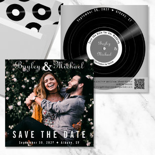 Photo Album Cover with Vinyl Record Save the Date