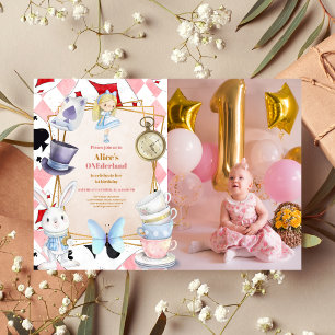 Photo Alice in One-derland 1st Birthday Invitation