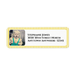 Photo All Ages Simple Stripes Pattern Yellow Return Address Label