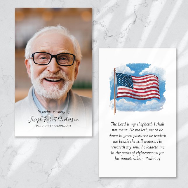 Photo American Flag Memorial Prayer Card (Creator Uploaded)