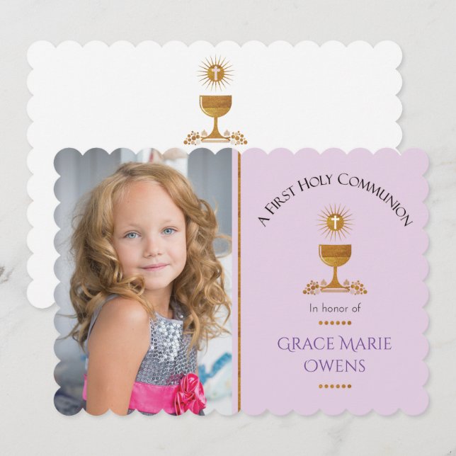 Photo and Chalis First Communion Invitation (Front/Back)