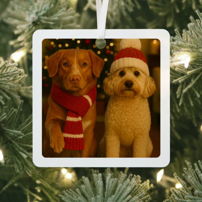 Photo and Custom Text Personalised Metal Tree Decoration (Insitu)