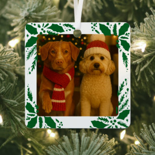 Photo and Custom Text Personalized Holly Metal Tree Decoration