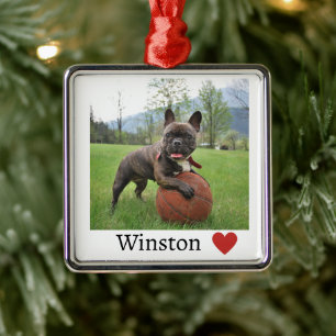 Photo and Name French Bulldog Dog  Metal Ornament
