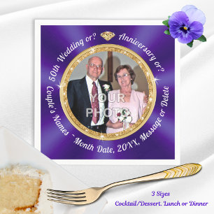 PHOTO and Personalised 50th Anniversary Napkins, Napkin