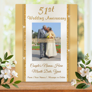 Photo and Personalised 51st Anniversary Gift Plaque