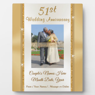 Photo and Personalised 51st Anniversary Gift Plaque