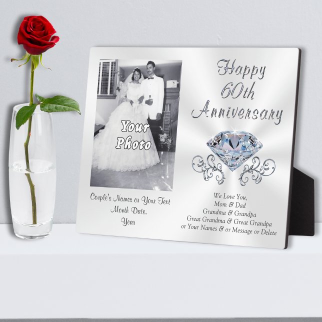 Photo and Personalised 60th Anniversary Gift Ideas Plaque (What is traditional gift for 60th wedding anniversary. 60th anniversary plaque. )