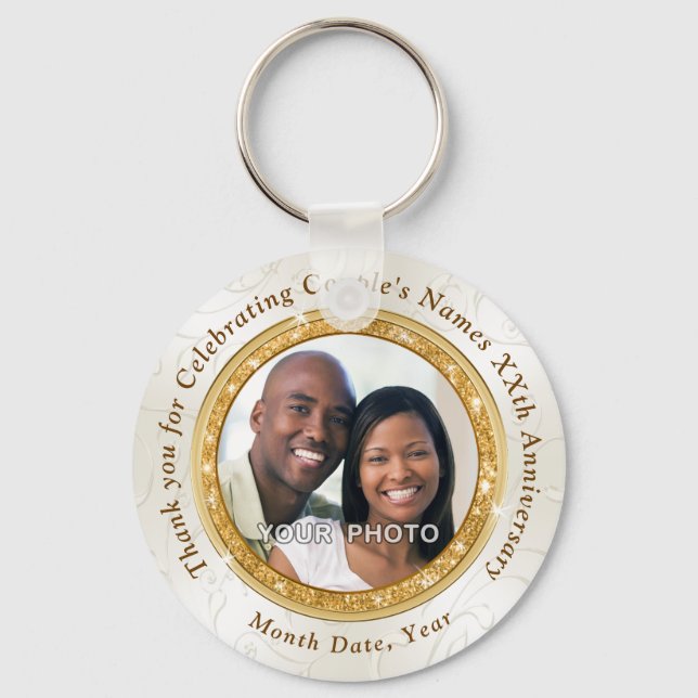 Photo and Personalised Anniversary Party Favours Key Ring (Front)