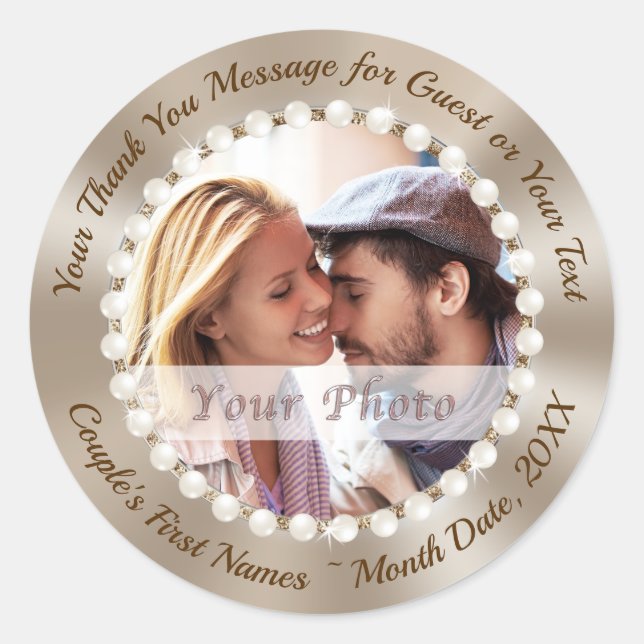 PHOTO and Personalised Stickers for Wedding Favour (Front)