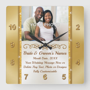 Photo and Personalised Wall Clock Wedding Gift,
