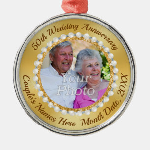 Photo and Personalized, 50th Anniversary Metal Ornament