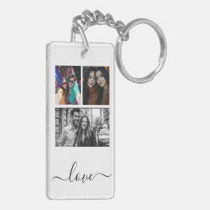 Photo and Text 4 Photo Collage Key Ring