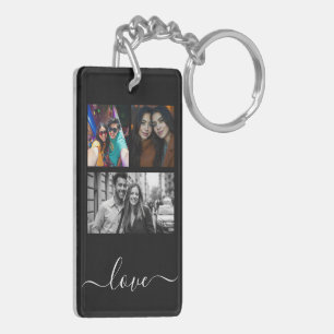 Photo and Text 4 Photo Collage Key Ring