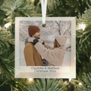 Photo and Text Custom Personalised Glass Tree Decoration