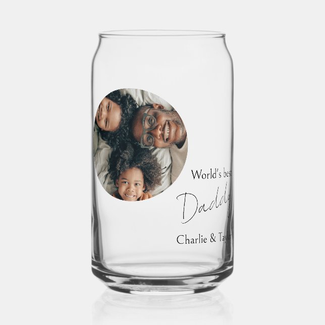 Photo and Text Personalised Can Glass (Front)