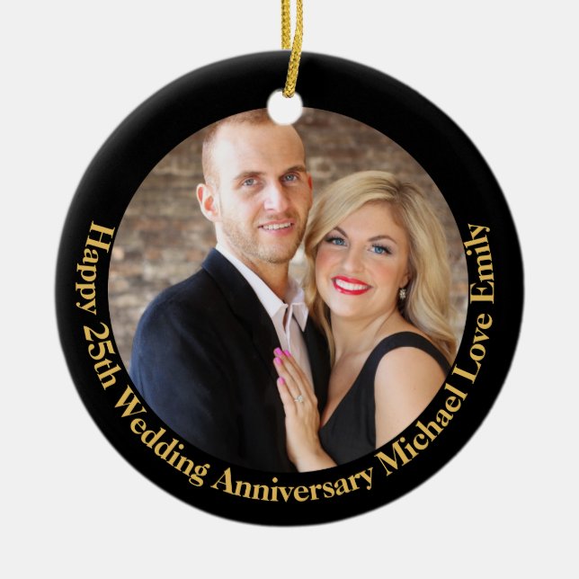 PHOTO Anniversary 1st 5th 10th 15th 20th 25th 30th Ceramic Ornament (Front)