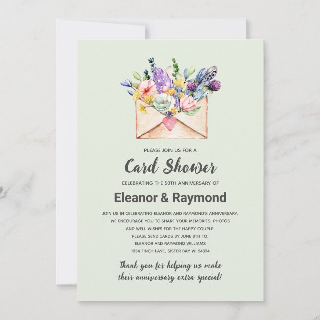 Photo Anniversary Card Shower Invitation (Front)