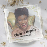 Photo Any Age Birthday Party Napkins<br><div class="desc">Personalised any age birthday party napkins featuring a large photo of the birthday girl / boy,  gold glitter effect corners,  their age,  and name.</div>