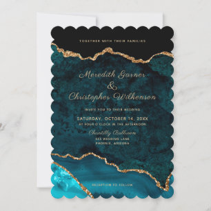 Photo Aqua Teal Geode Agate Wedding Invitation
