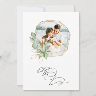 *~* PHOTO AR6 RSVP +  QR Gold Geomtric Wedding Invitation