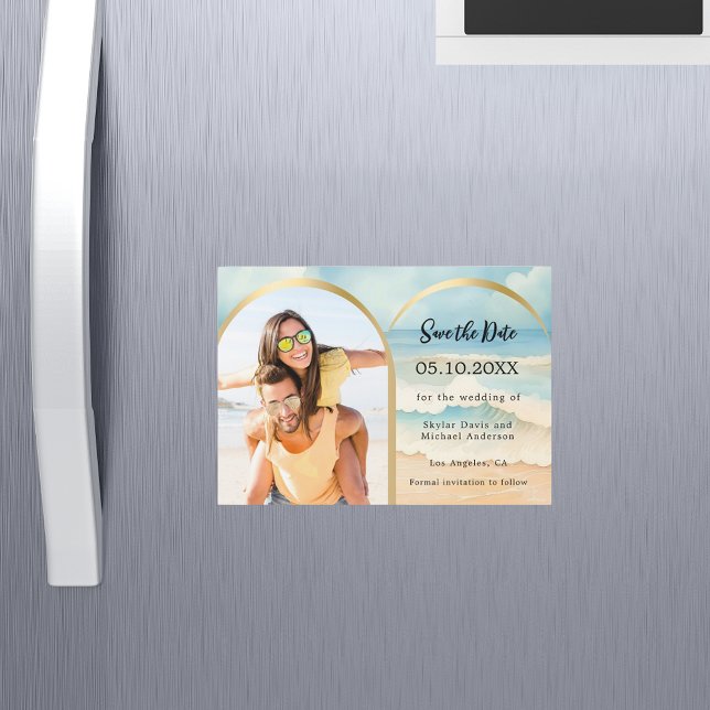 Photo arch beach wedding Save the dage magnet (Creator Uploaded)