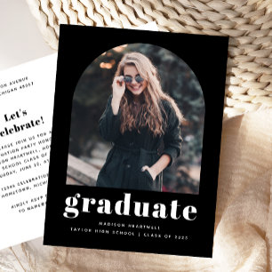 Photo Arch Black and White Graduation Party Postcard