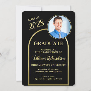 Photo Arch Black Gold Graduation Announcement