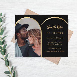 Photo arch black wedding Save the Date card