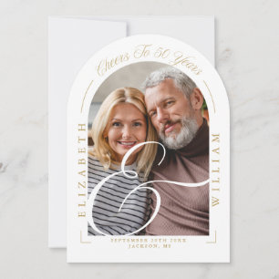 Photo Arch Calligraphy 50th Wedding Anniversary Invitation