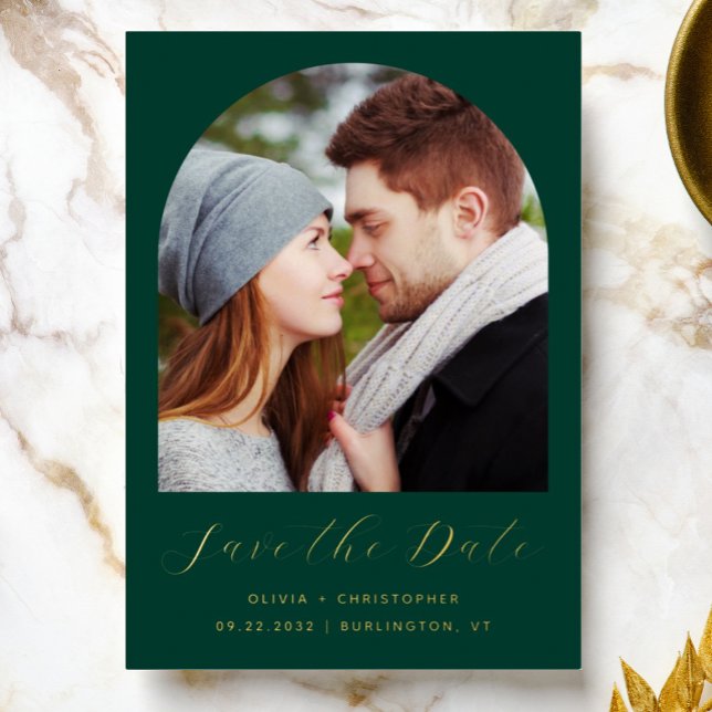 Photo Arch Emerald Green Gold Save the Date (Creator Uploaded)