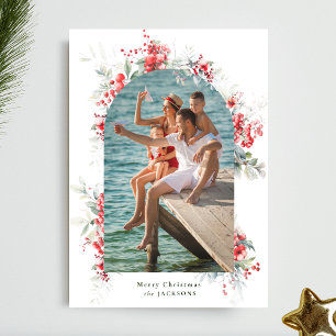 photo arch frame watercolor wreath christmas holiday card