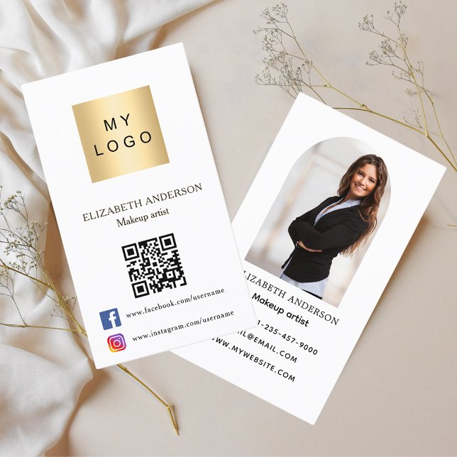 Photo arch Qr code social media brand colour Business Card (Creator Uploaded)