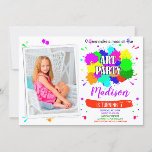 Photo Art birthday invitation Artsy paint craft