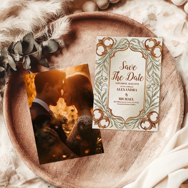 Photo Art Nouveau Elegant Botanical Wedding Save The Date (Creator Uploaded)