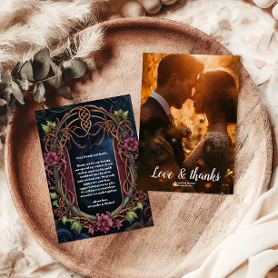 Photo Art Nouveau Floral Gothic Halloween Wedding Thank You Card