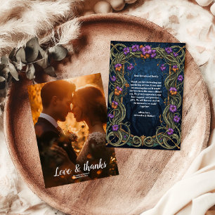 Photo Art Nouveau Gothic Halloween Wedding Thank You Card