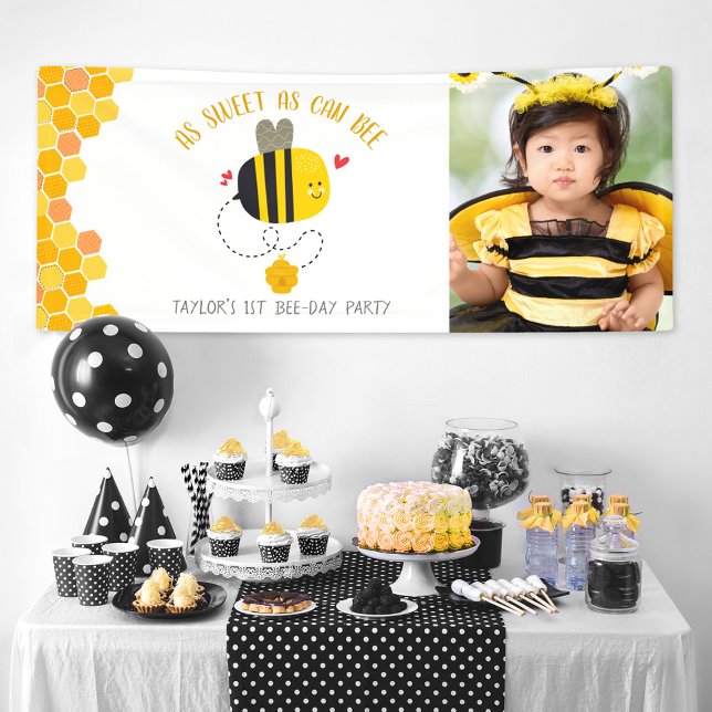 Photo As Sweet As Can Bee Cute Child Birthday Banner (Creator Uploaded)