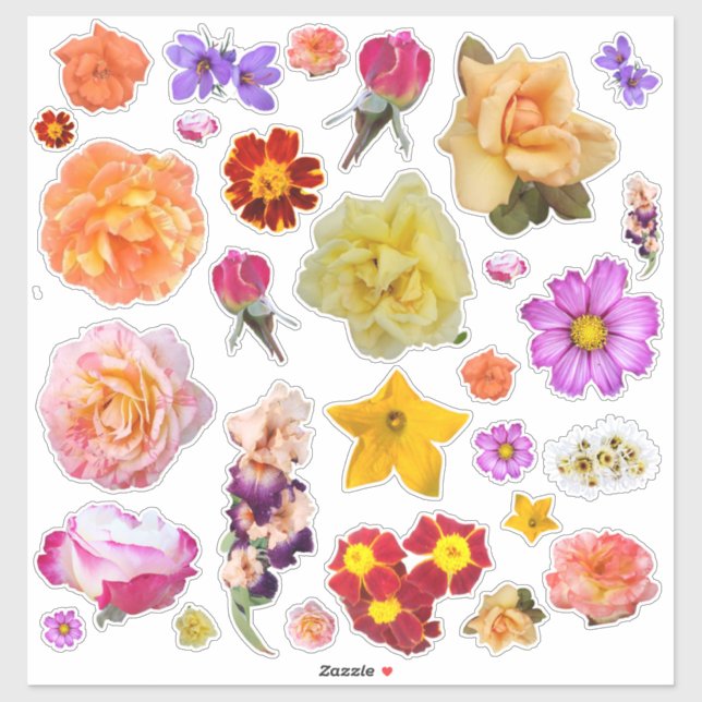 Photo Assortment Colourful Flowers Custom Stickers (Sheet)