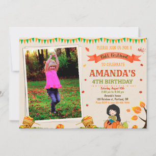 Photo Autumn birthday invitation Fall festival