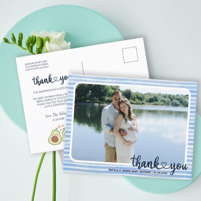 Photo Avocado Baby Shower Party Thank You Postcard (Photo Avocado Baby Shower Party Thank You Postcard)